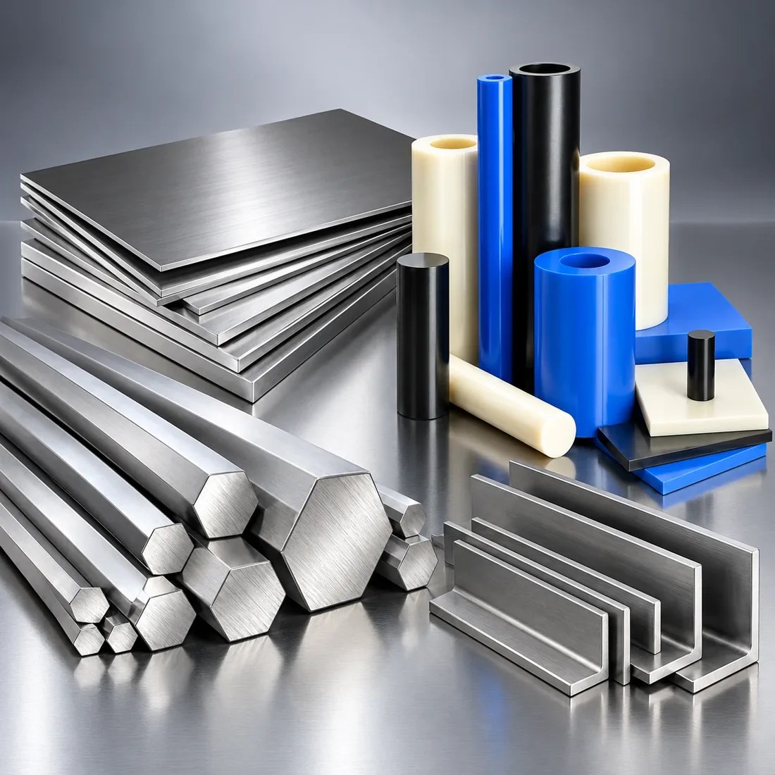 Custom Sourcing: steel sheets, bars, angles and nylon rods